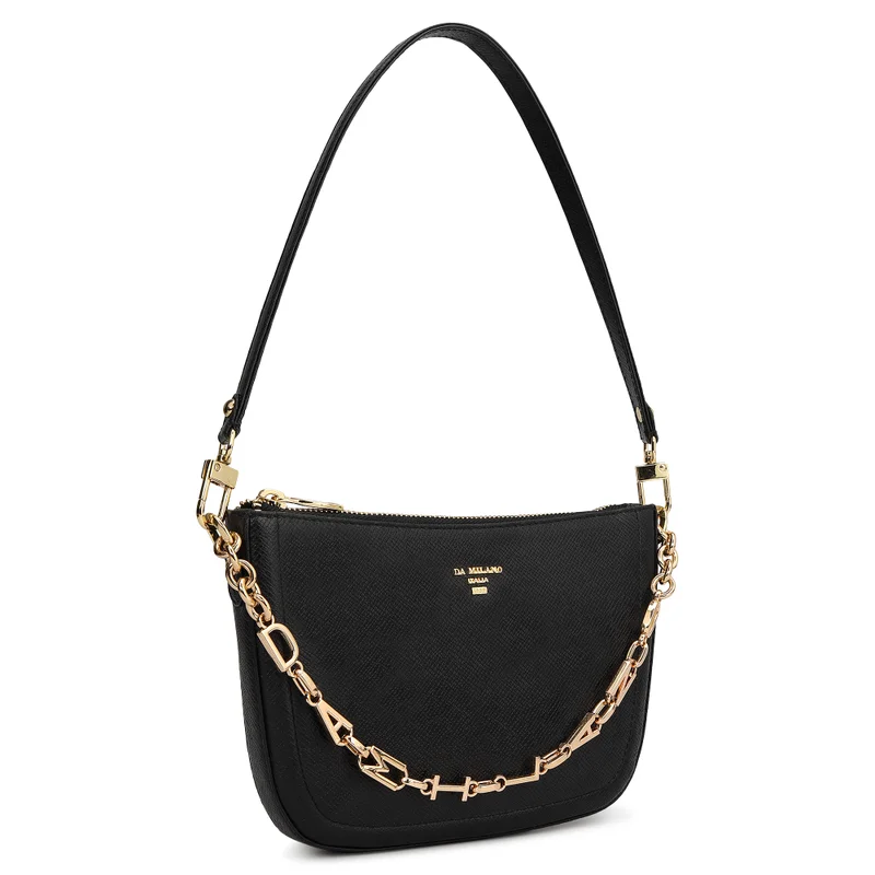 Da Milano Small Franzy Leather Baguette - Black